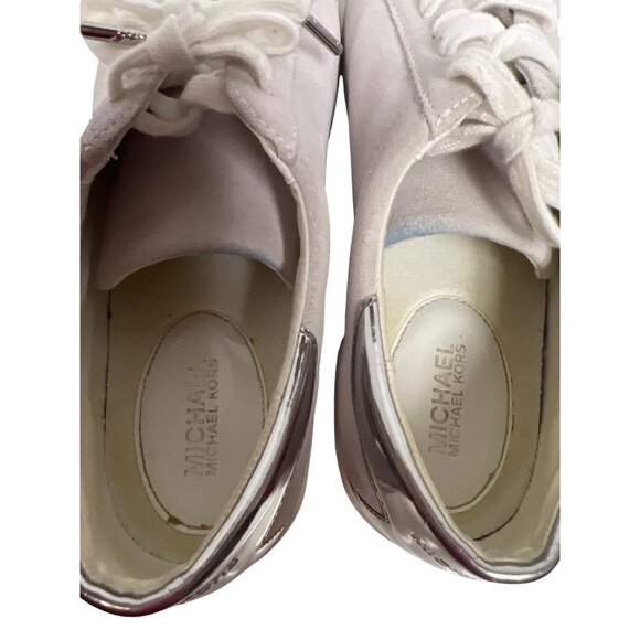 Michael Kors Frankie Women's Sneakers Suede Silver Metallic Toe Size 9 - Picture 7 of 11